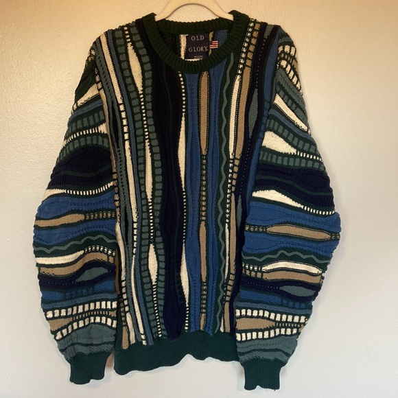 Old Glory Other - Vintage Old Glory Coogi inspired 3D Sweater XL EUC Blue Cream Green & White